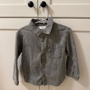 Zara Kids Grey Denim Button Down Shirt